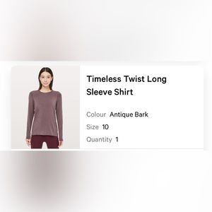 Lululemon Size 10 (Medium) Timeless Twist Long Sleeve Cutout Antique Bark Color